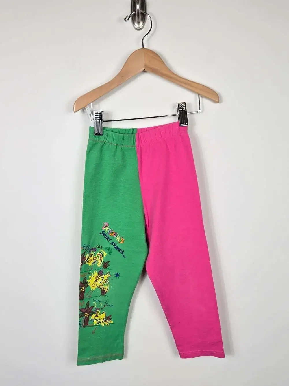 Vintage 90s Pampolina Girls Colorblock T Shirt Leggings Set Germany 92 Size 2/3T